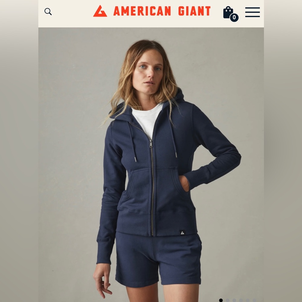 American Giant classic fit navy blue hoodie sweatshirt women's size small